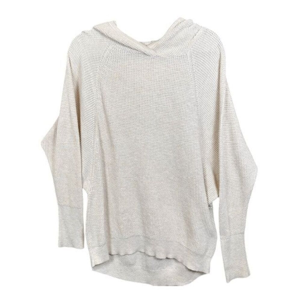 Cynthia Rowley Natural Open Waffle Knit‎ Hooded Sweater Lightweight Size Large